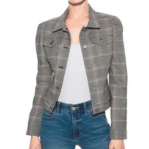 WHBM Plaid Puff-Shoulder Jacket